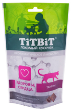TITBIT Лакомство для кошек Хрустящие подушечки Здоровье сердца с индейкой, 60 г