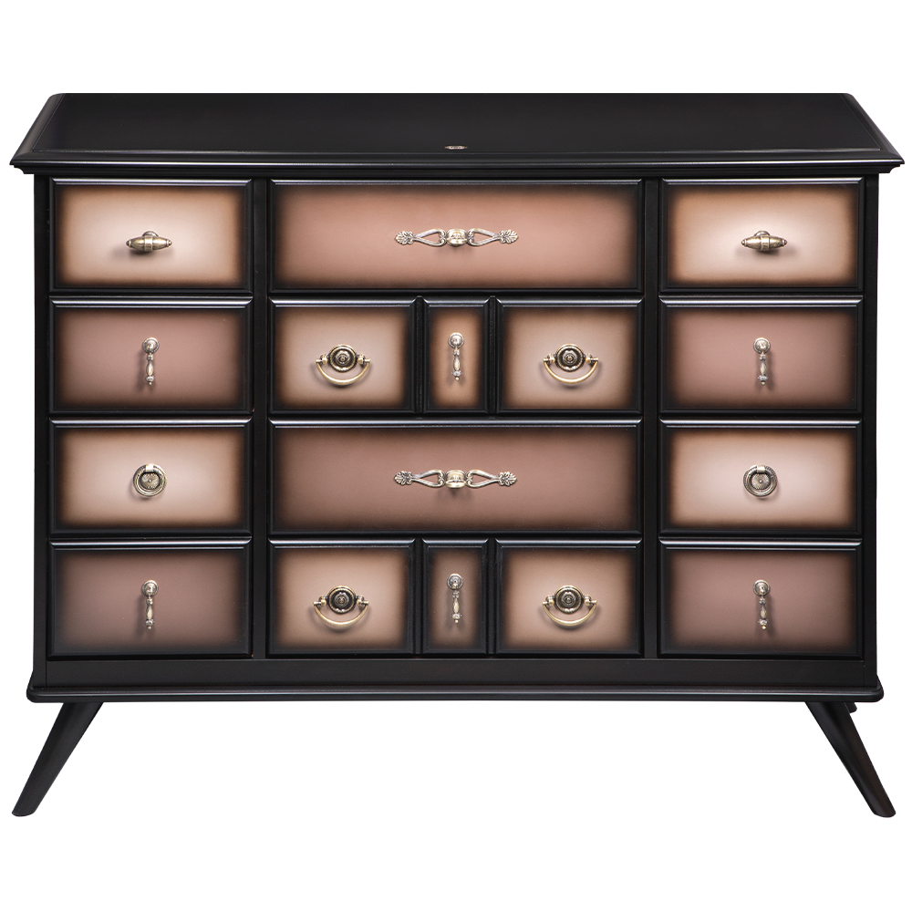 Комод Пандора - 2 с 4 ящиками и 2 полками Орех Оберджин Шоколад