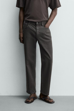 ZARA БРЮКИ STRAIGHT FIT, КОРИЧНЕВЫЙ