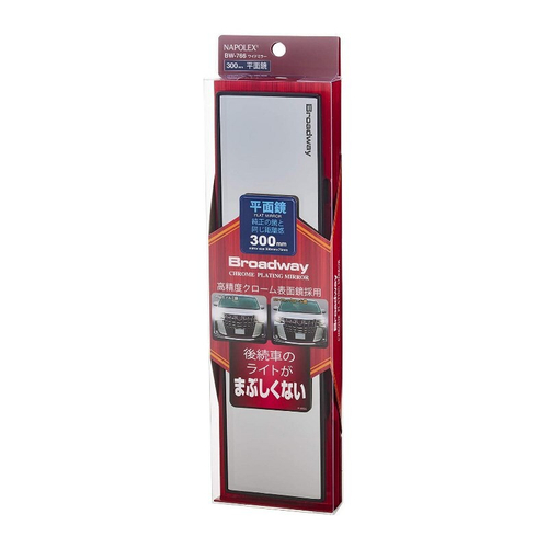 Зеркало заднего вида Napolex Chrome Wide Mirror, прямое, 300 мм, антибликовое напыление для не тонированных авто BW766