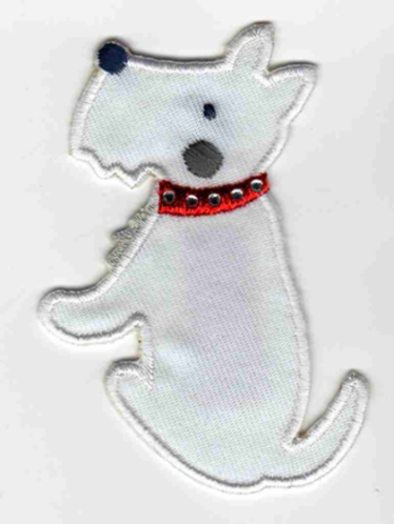 Термоаппликация HKM "Terrier mit rotem Strasshalsband", 5 х 3 см, 1 шт (10206100/121214/0010869/03_Г