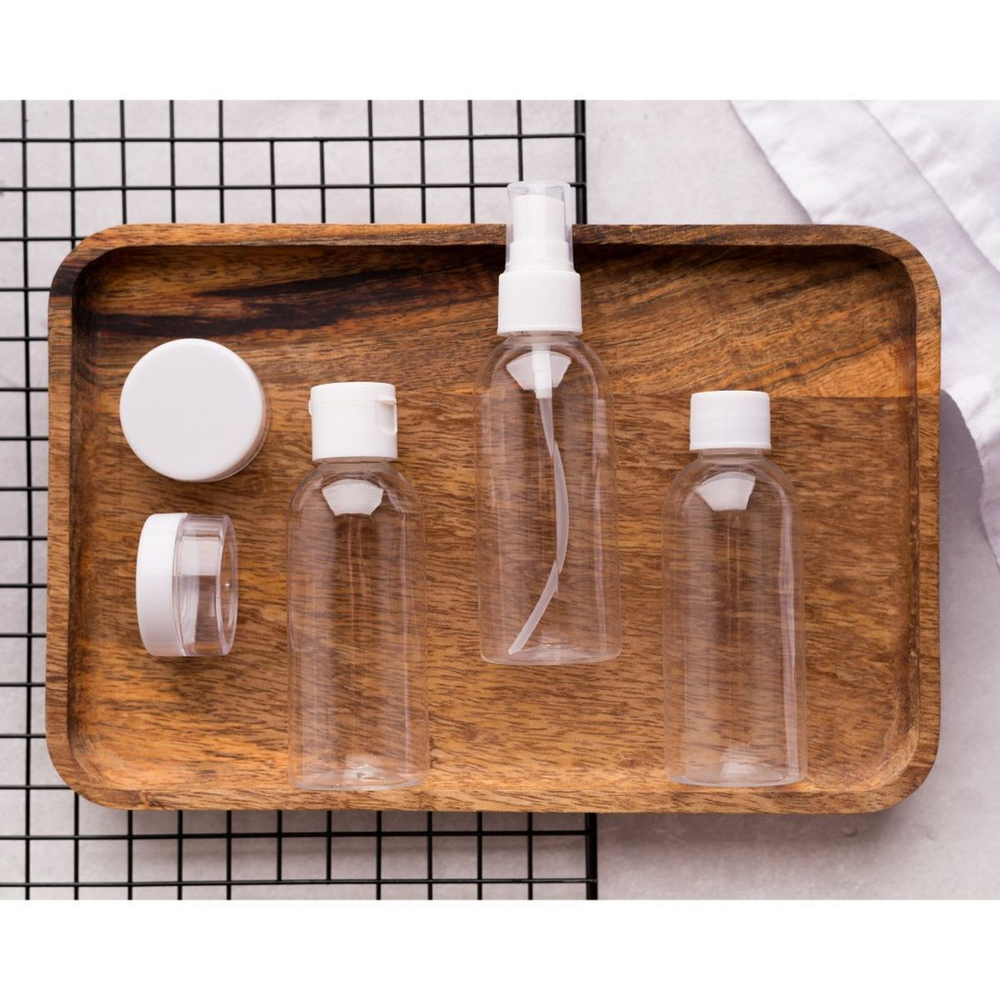 Набор путешественника косметичка + 5шт бутылочек (3шт - 80мл, 2шт - 15мл), Y11-0350, молния