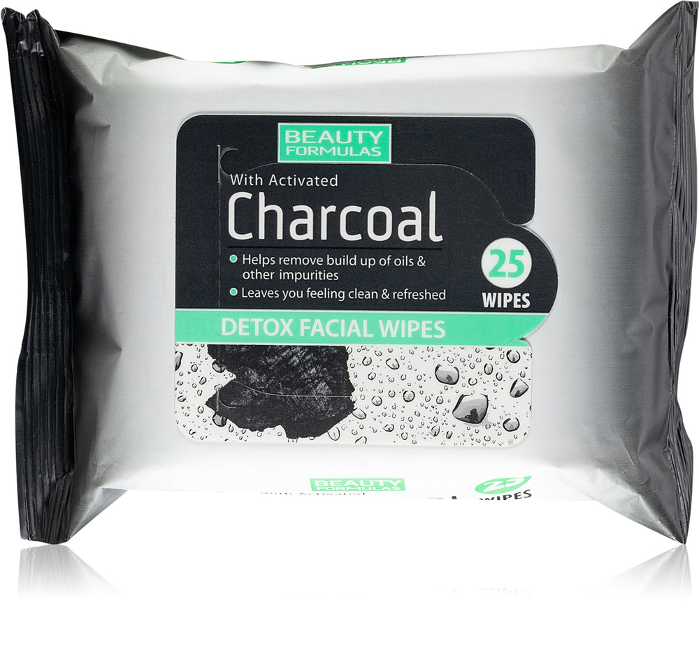 Beauty Formulas Charcoal - очищающие салфетки с активированным углем /  25 szt.   / GTIN 5012251012522