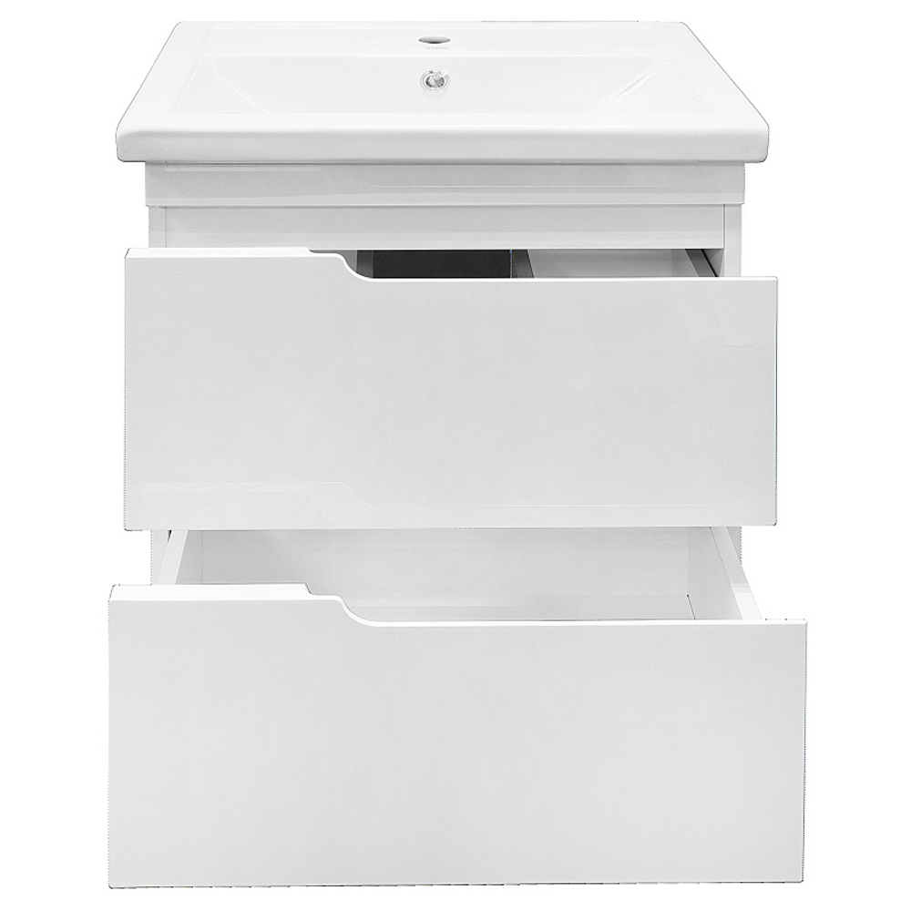 Комплект Тумба Azario KANTRI 60/2Н 605х405х870 напольная, с раковиной Фостер 60, белый глянец (CS00097250)