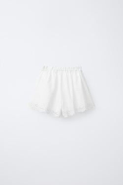 ZARA ШОРТЫ С ВЫШИВКОЙ «ШИФФЛИ», БЕЛЫЙ