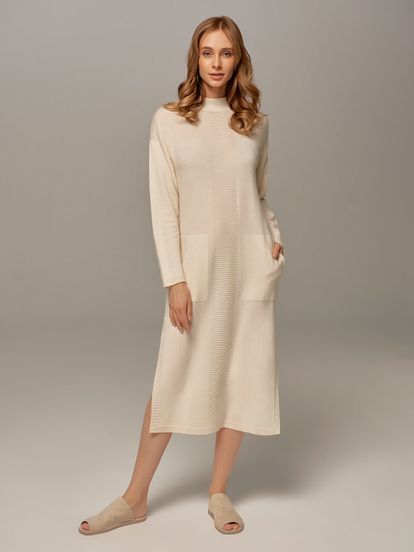 Женское платье молочного цвета из шерсти и кашемира - фото 1