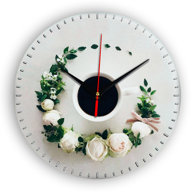 Настенные часы Чашка coffee floral circle 3 Декор для дома, подарок