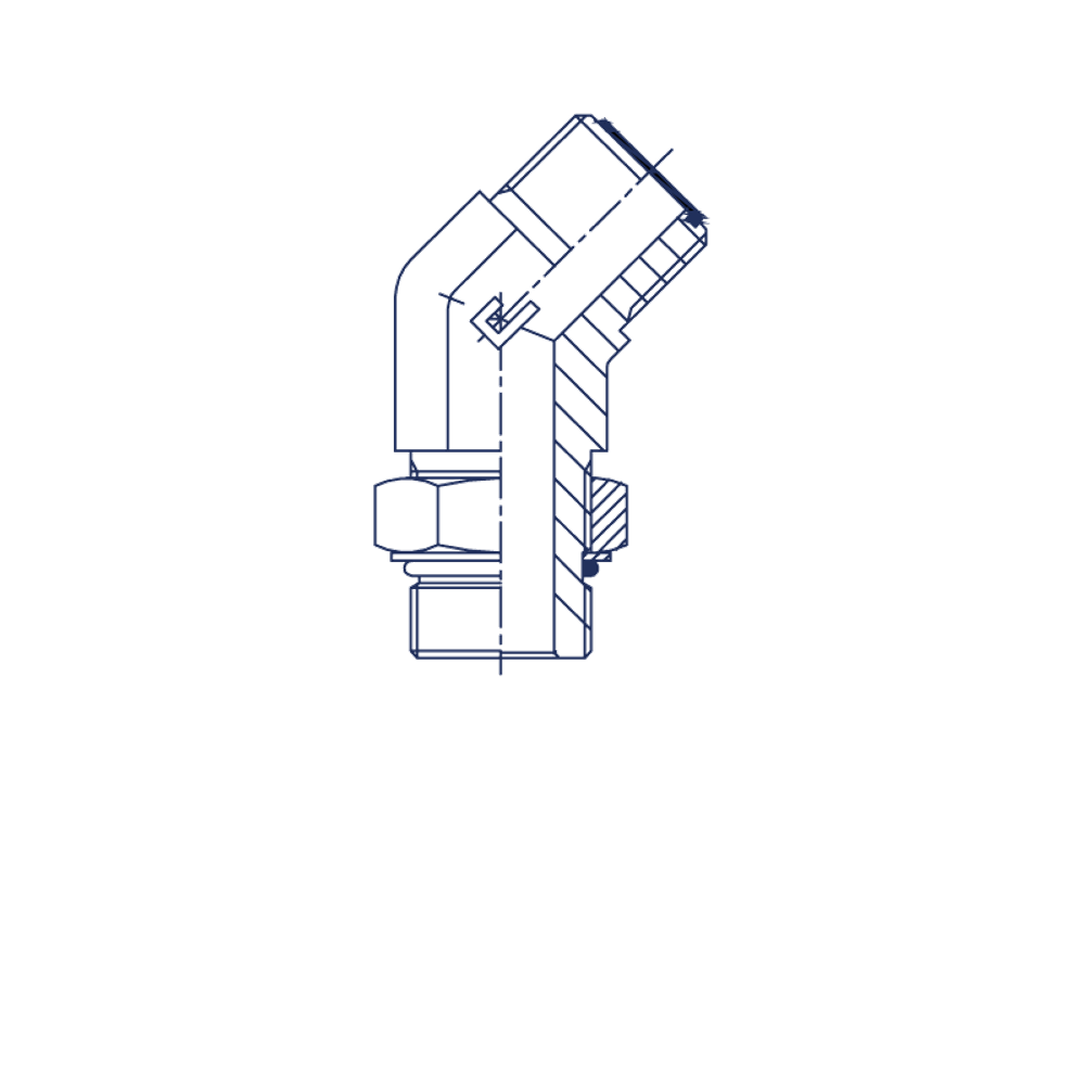 Штуцер FMH45 D18-20 ORFS 1.3/16 - UNF 15/16 (удлиненный)
