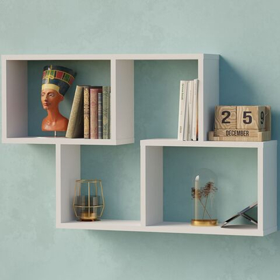 Полка настенная Делфи, 4 ячейки, белая, в скандинавском стиле