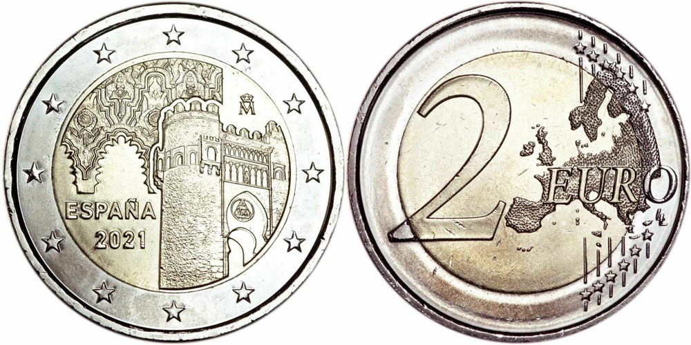 Испания 2 евро, 2021 ЮНЕСКО - Исторический город Толедо UNC