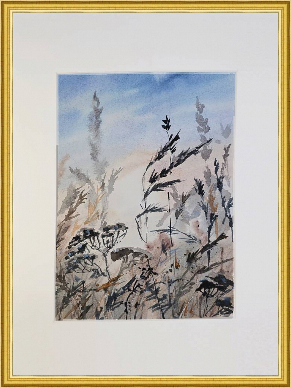 Картина авторская акварельная в паспарту 21х30 см на стену для интерьера "Аромат лета"