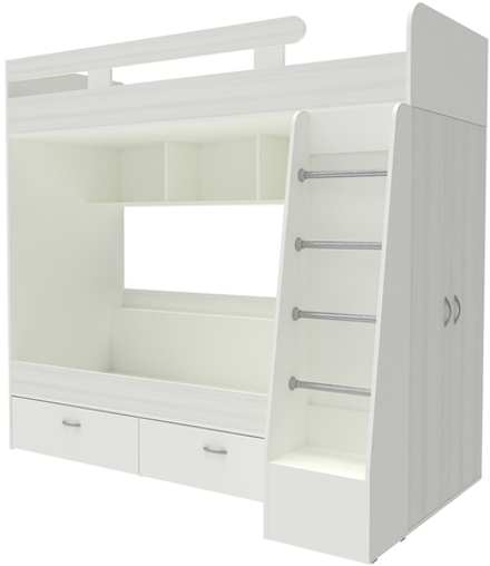 Двухъярусная кровать КарИВи Юниор 6 Белый  Белое Дерево