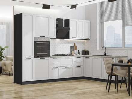 Угловая модульная кухня Нео-03 Grey Silk - Graphite 2140*3000/2100*600