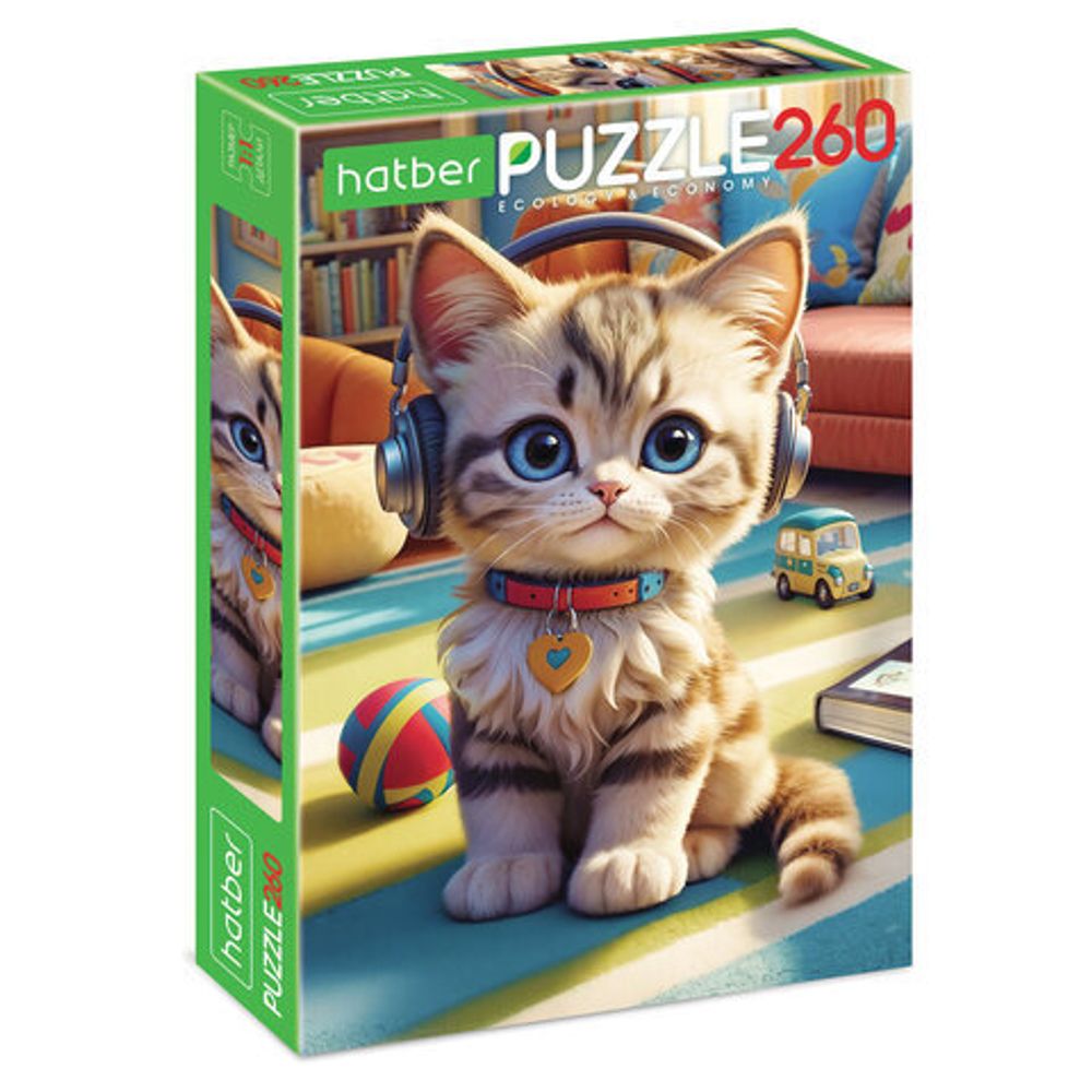 Пазл картонный "КОШАЧЬИ ЗАБАВЫ" 260 элементов АССОРТИ, 220х330 мм, HATBER