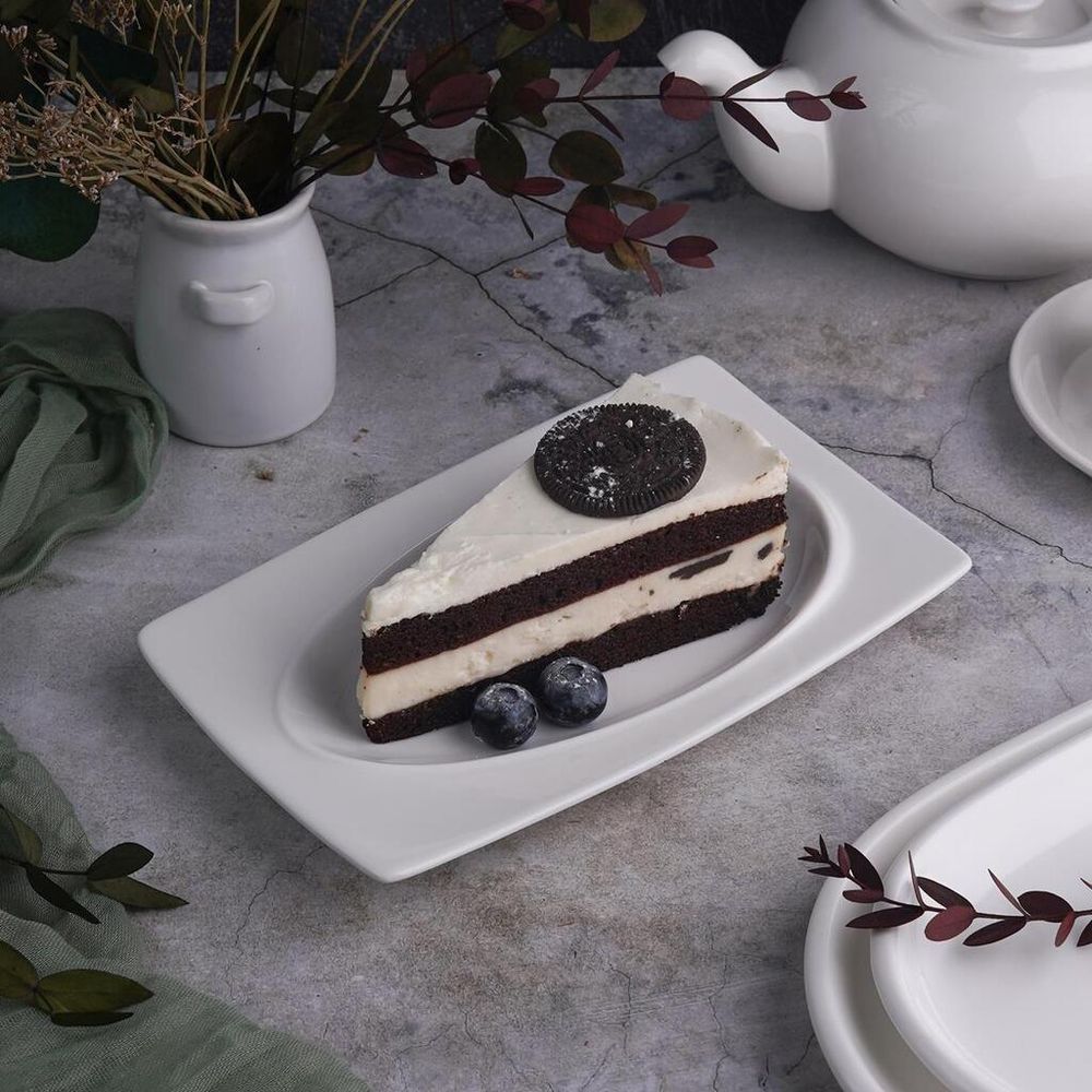 Блюдо прямоугольное 20,2*12,4 см h1,9 см с бортом Asymmetry белое фарфор NEW P.L. [6]