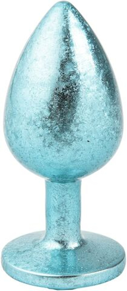 Голубая алюминивая анальная пробка с кристаллом Medium - 7,00 см.