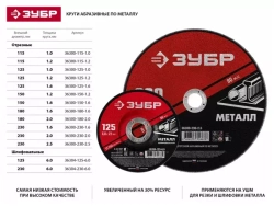 Круг отрезной абразивный по металлу МАСТЕР (230х2.5х22.2 мм) Зубр 36300-230-2.5