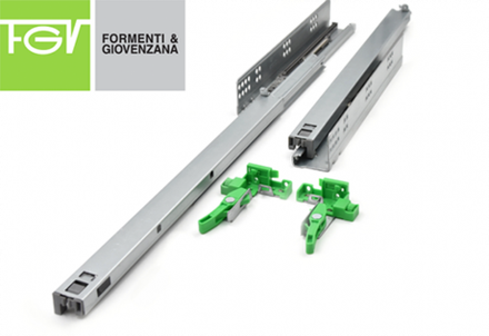 Направляющие скрытые  с доводчиком Excel 400mm полное выдвижение SLOWMOTION FGV (1 шт)