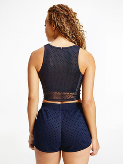 Женский топ теннисный Tommy Hilfiger Slim 2in1 Polka Dot Tank Top - Бирюзовый