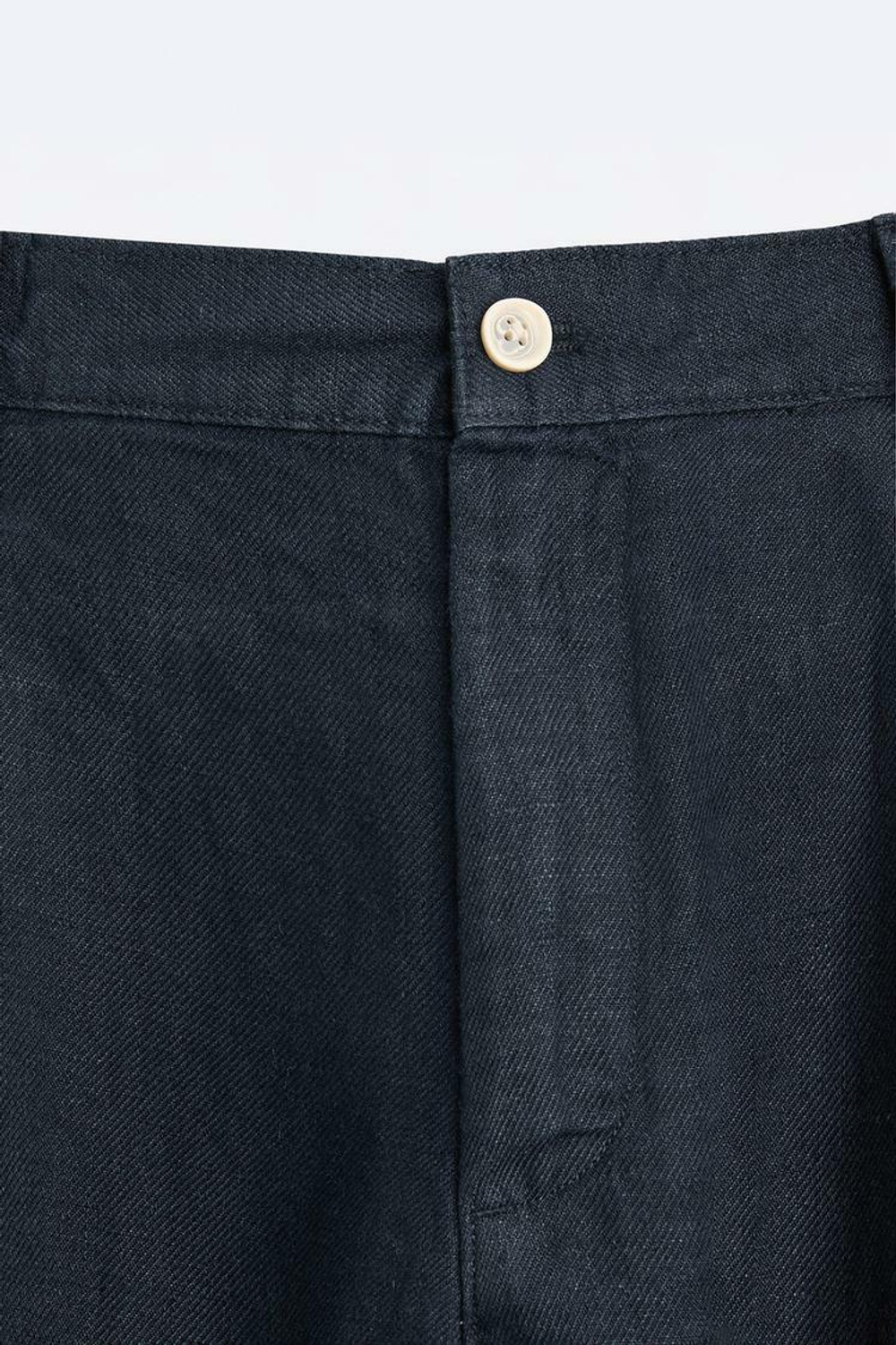 ZARA БРЮКИ ИЗ 100% ЛЬНА, МОРСКОЙ СИНИЙ