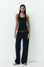 Джинсы trf wide leg full length со средней посадкой