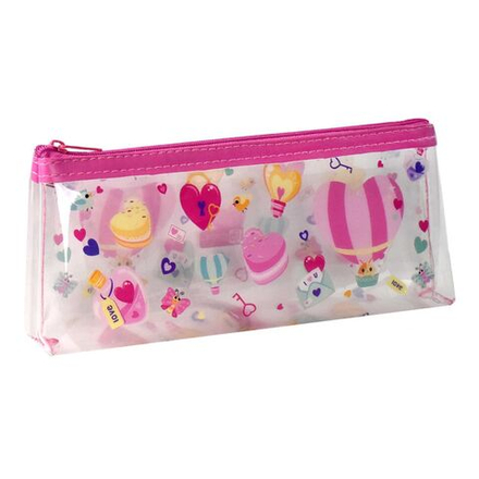 Пенал-косметичка (210*90*35) молния, ПВХ "Сердце"