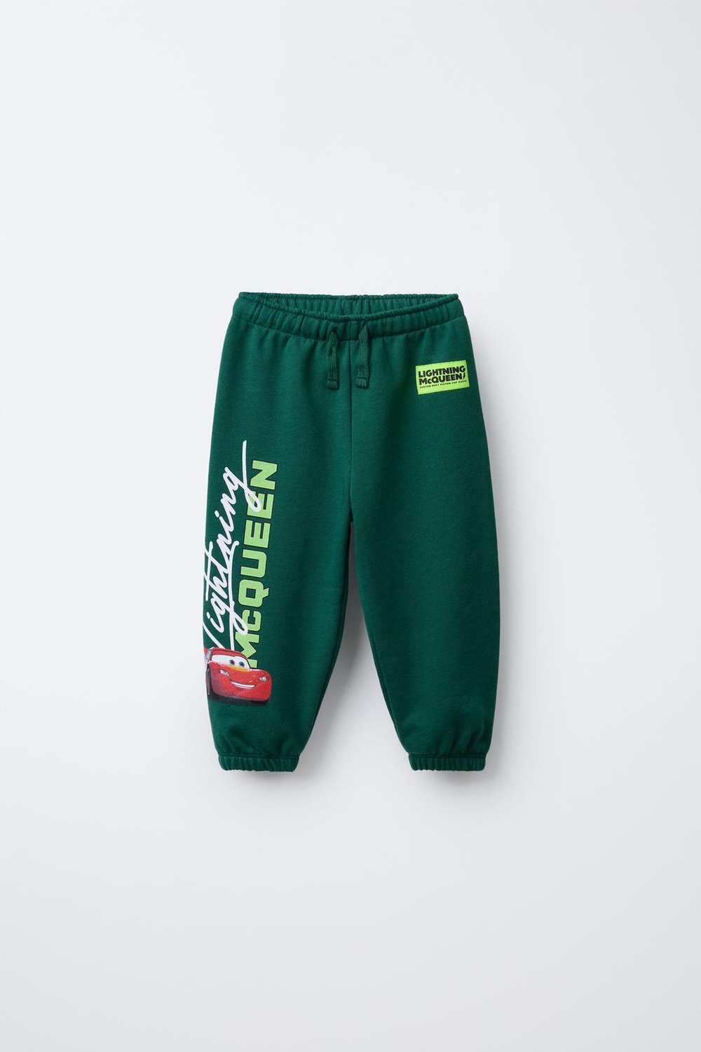 ZARA ФЛИСОВЫЕ БРЮКИ-ДЖОГГЕРЫ CARS RAYO MCQUEEN © DISNEY, БУТЫЛОЧНО-ЗЕЛЕНЫЙ