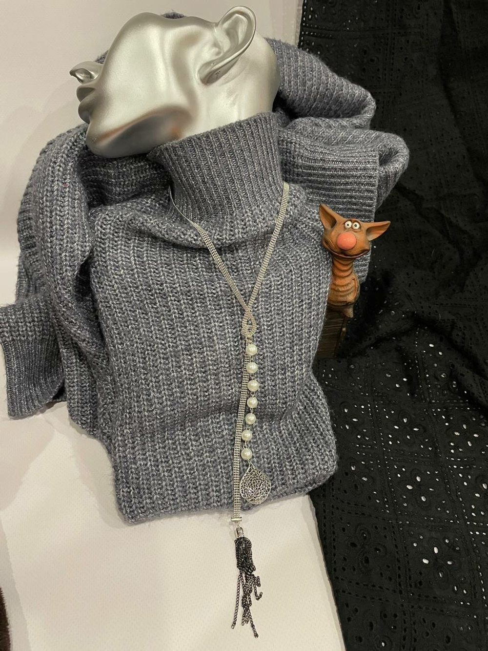 Кулон. Подвеска  трансформер "Галстук-узел" в серебряном цвете