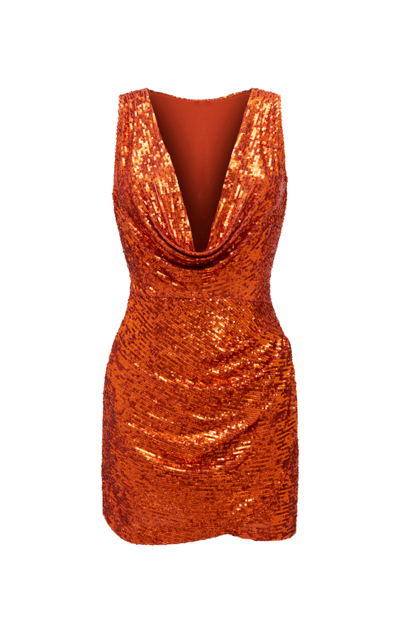 Платье мини из пайеток драпированное