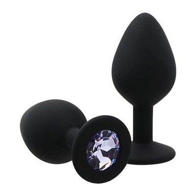 Черная анальная пробка Оки-Чпоки с кристаллом - 8,5 см. (Цвет: черный)