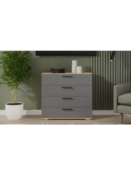 Комод для одежды Дуб Крафт золотой, Серый графит 92х41х84 см