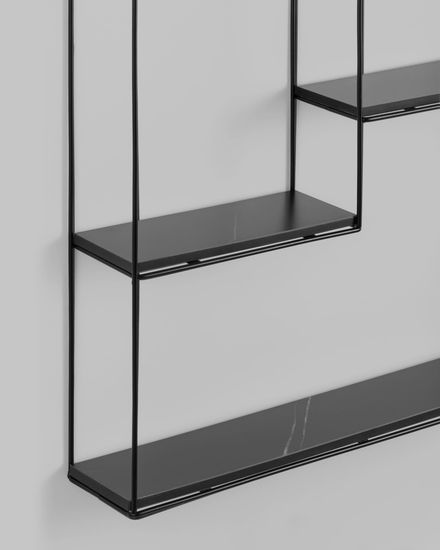 Полка Square черная черный мрамор