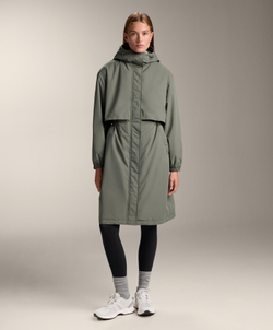 Oysho Водонепроницаемый длинный плащ с подкладкой FELLEX® AEROGEL 10K, темный хаки