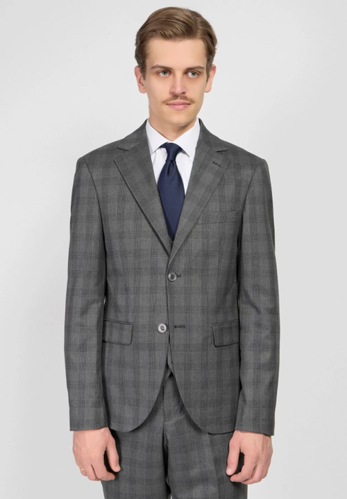 Мужской костюм тройка в клетку (серый) А45