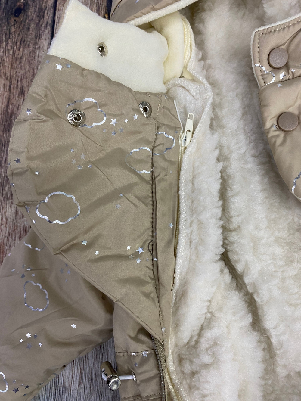 Комбинезон-трансформер (2в1) Модель: 025 "Облачка" (ИП Петрова Г.Г.) (Цвет: Оливковый, Размер: 74-80)