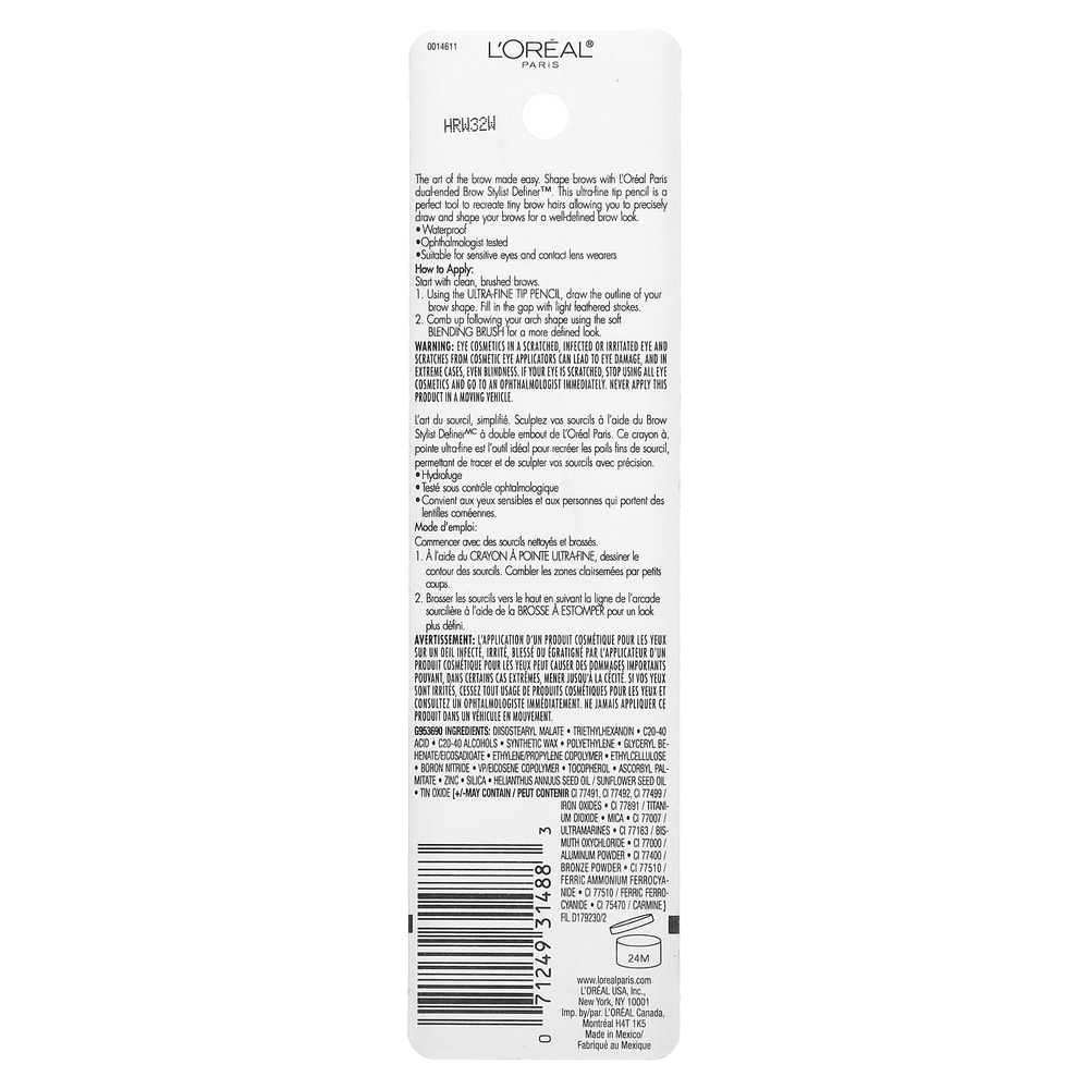 L'Oréal, Brow Stylist Definer, средство для бровей, 389 коричневый, 90 мг (0,003 унции)