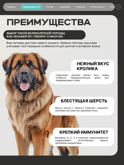 Корм для взрослых собак породы Леонбергер, с кроликом, 3 кг, QUATTRO
