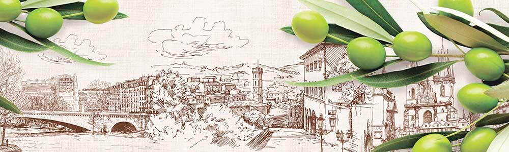 Кухонный фартук Итальянская олива (Ф-150) 2000х600 мм