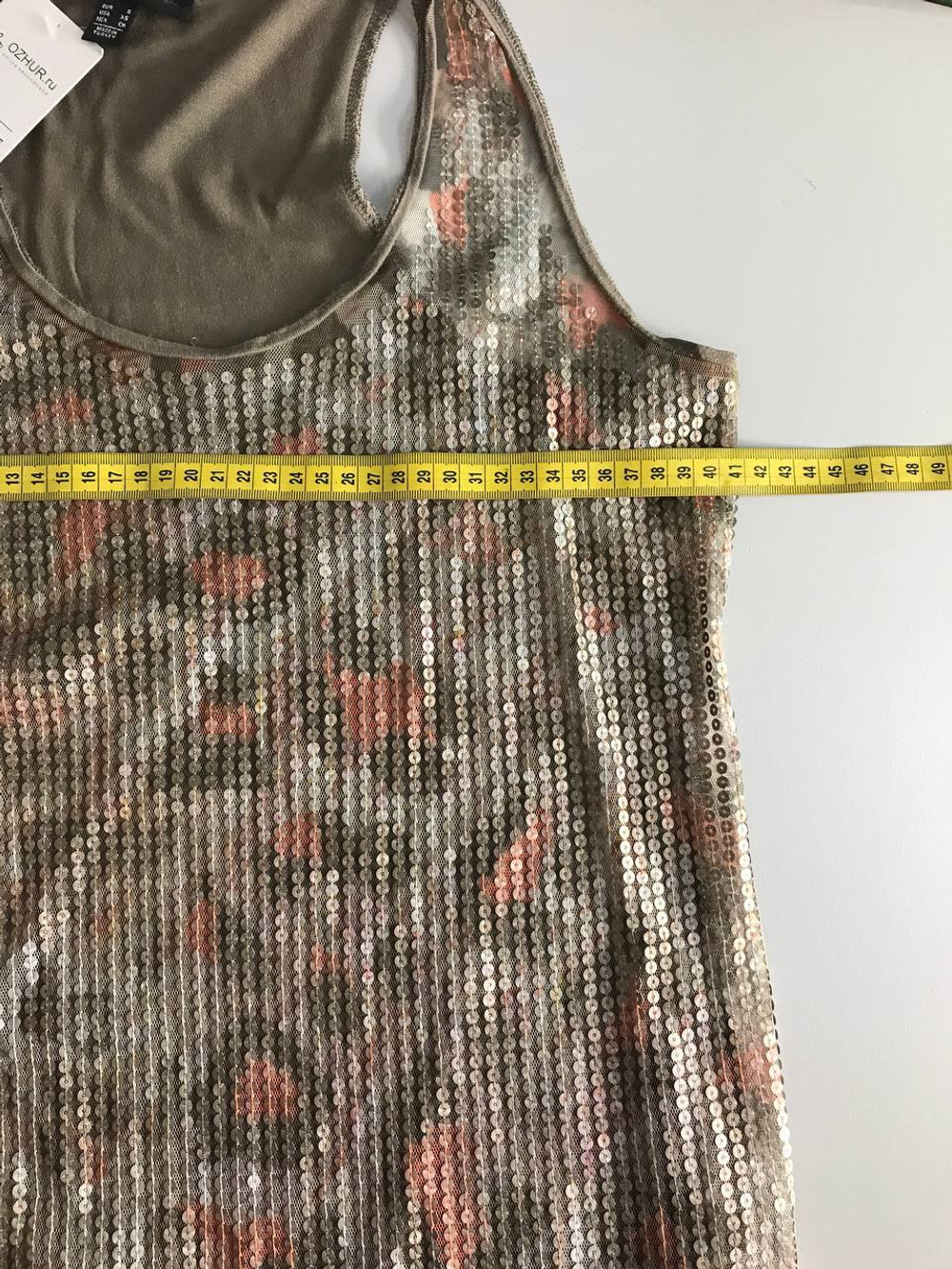 Топ Mango с пайетками, маркировка S, визуально на 44 размер
