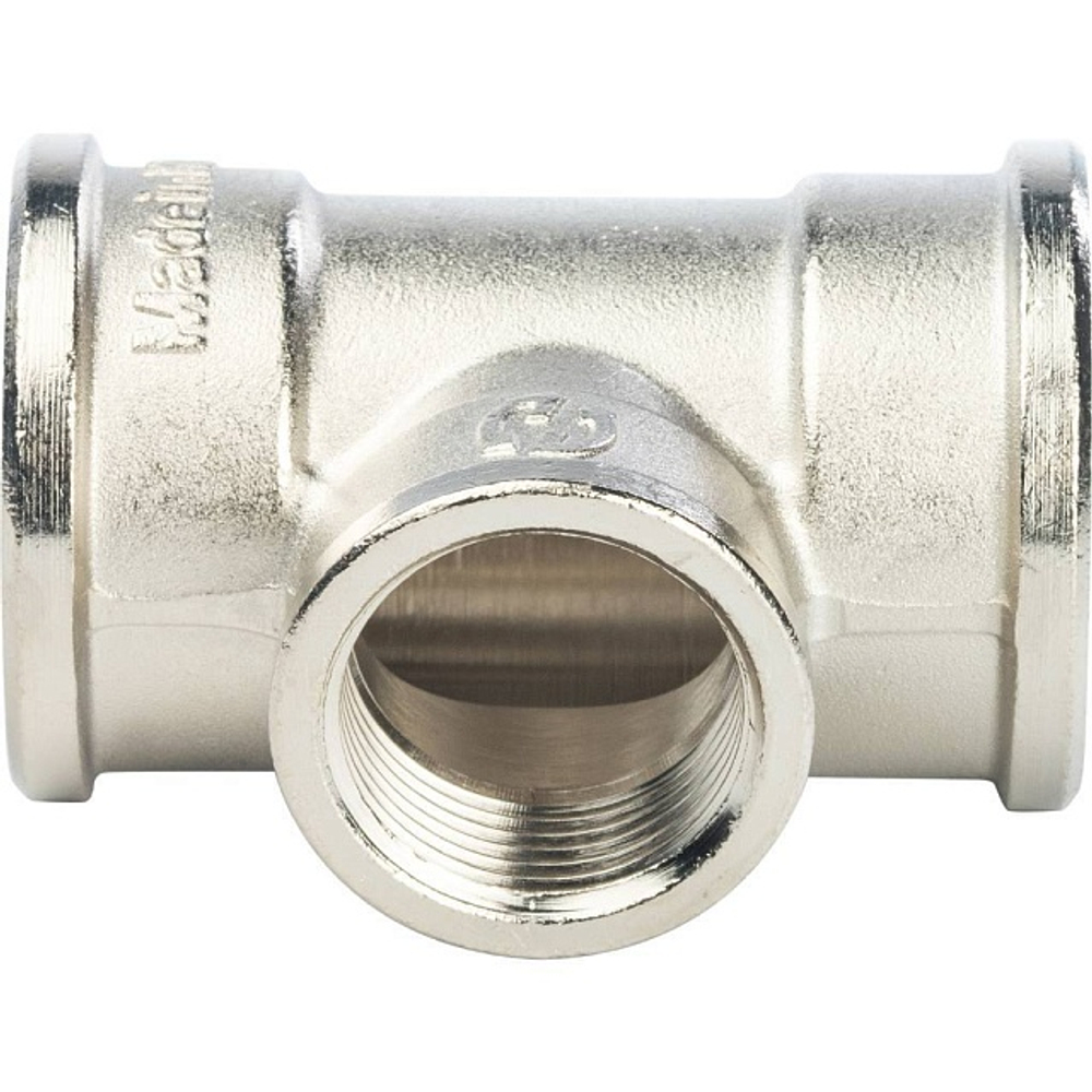 Тройник с внутренней резьбой переходной STOUT SFT 0022 - 1" x 3/4" x 1" (латунь никелированная)