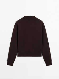 Massimo Dutti Кардиган из смесового хлопка с застежкой-молнией, коричневый