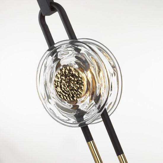 5407/12L MODERN ODL_EX24 101 черный/золотой/металл/стекло Подвес LED 12W 3000K 1005Лм MAGNET