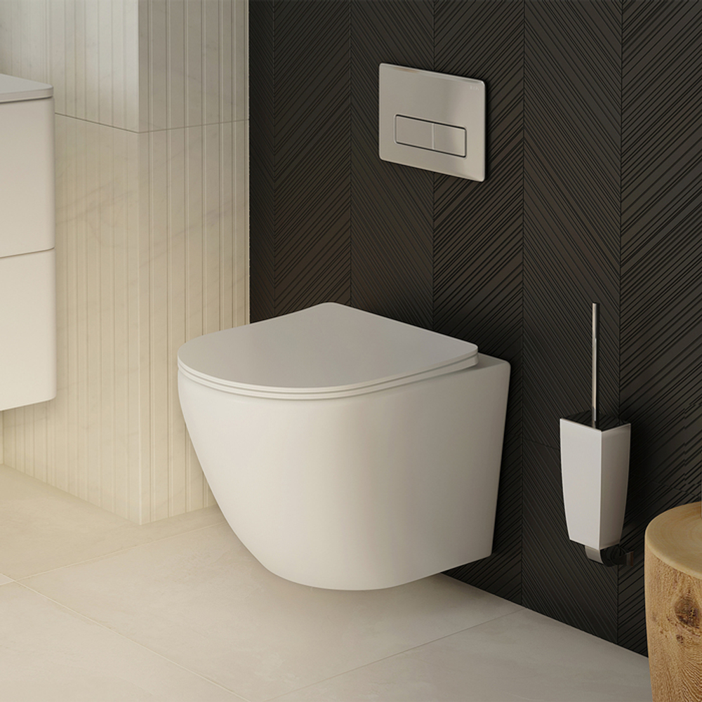 Унитаз подвесной безободковый IDDIS BLARNSEi25 "Blanko" сиденье дюропласт, микролифт