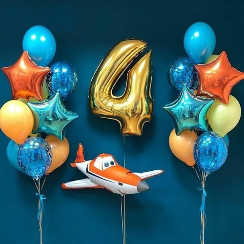 Сет из шаров на День Рождения с Цифрой и Самолетом