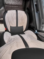 Чехлы Люкс DAF XF 106 (экокожа, черный цвет, бежевая вставка)