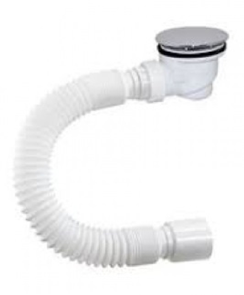 DK-469 Сифон для низких поддонов - ф85 мм, гофротруба ф35 мм, с пласт. выпуском