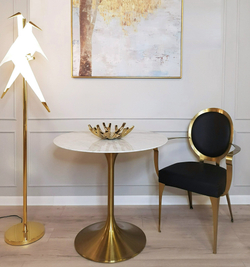 Стол обеденный белый Tulip Marble Brass