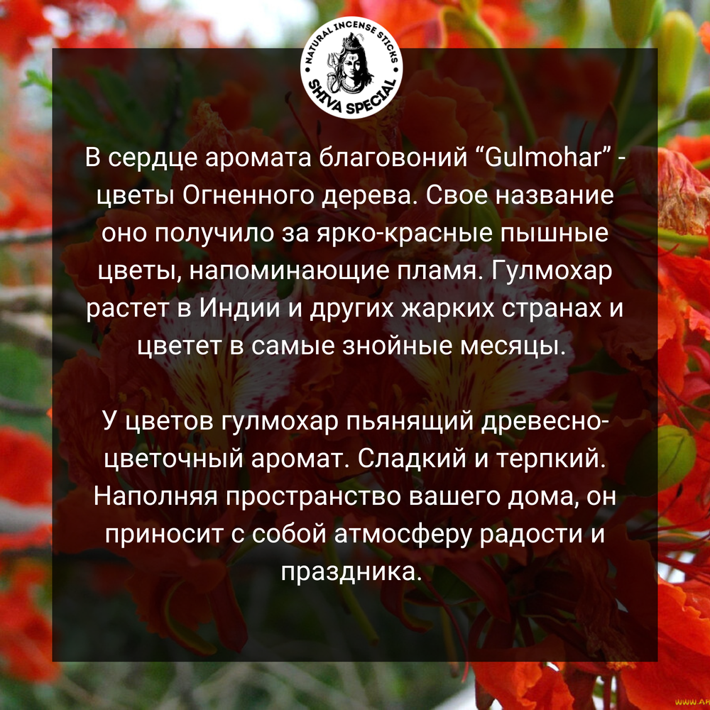 GULMOHAR индийские благовония-палочки (Shiva Special)