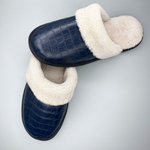 Тапочки для дома из кожи с тиснением | Синий