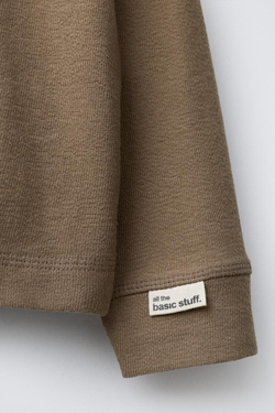 ZARA ФУТБОЛКА ИЗ РЕЛЬЕФНОЙ ТКАНИ, СЕРОВАТО-КОРИЧНЕВЫЙ